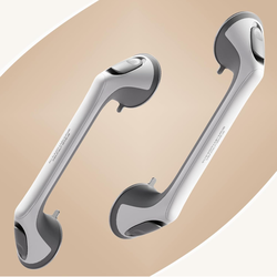 Shower Handle, Seniors Grab Bars for Bathtubs, Suction Cup Removable Handrails, Safety Bathroom Grip for Handicap (Light Gray)