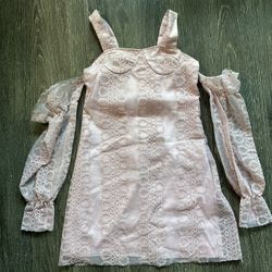 Pink Eyelet Mini Dress – Size Small
