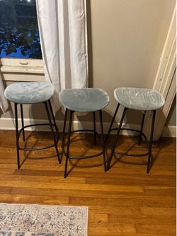 3 WEST ELM Soft Suede Teal Bar Stools 25 each