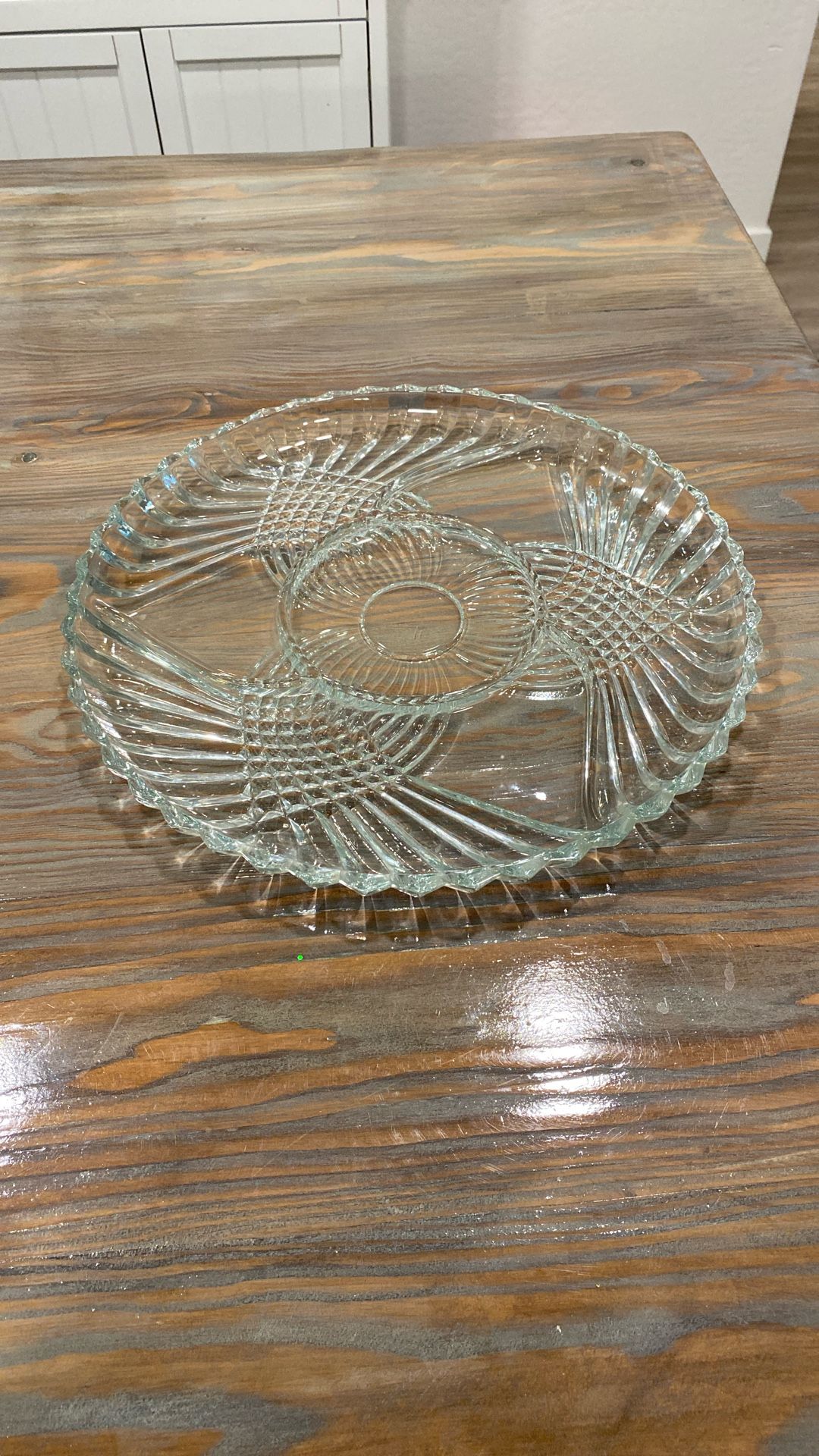 Large Glass Platter With Dividers