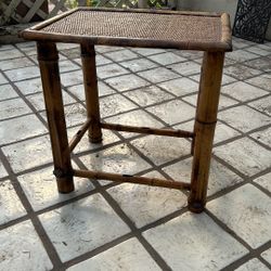 Mid Century Bamboo And Wicker Table 