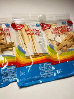 3 Wood Model Kits. Helicopter, Sailboat & Race car. Comes With Glue