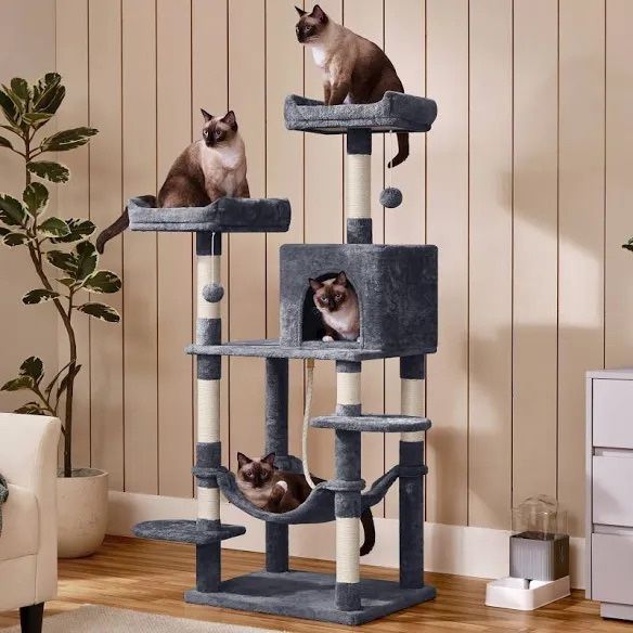 59" Large Cat Tower with Plush Perch