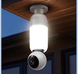 2K Light Bulb Security Cameras Outdoor Indoor - 355° Manual Pan 355° Manual Pan / 110° Tilt Lightbulb Camera 2-in-1 Security Cameras with Night Vision