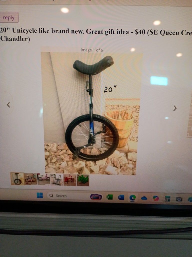 20-in Unicycle Like Brand New Great Gift Idea Cash Only Please