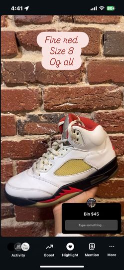 Jordan 5 Fire Red Size 8