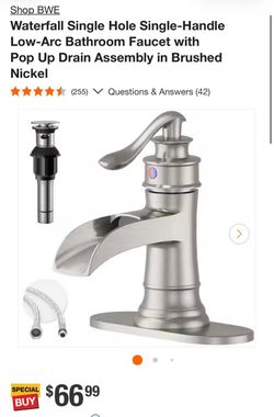 BWE Waterfall Single-Handle Bathroom Faucet Brushed Nickel