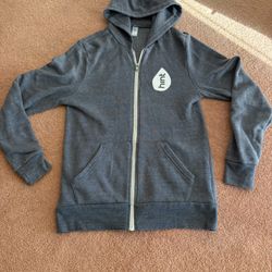 Ladies Hooded Flannel Long Sleeve Jacket with Kangaroo Pocket-Hint -Size M