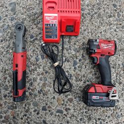 Milwaukee 2557-20 3/8 Ratchet & 2455-20 1/2in Impact Wrench M12 Bat M18.5.0 Vgood Condition. For Pick Up Fremont Sea. No Low Ball/Trades Please 