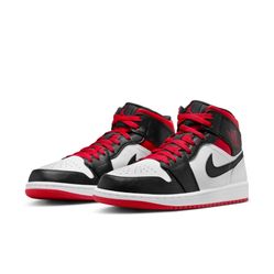 Size 9.5- Air Jordan 1 Mid Black Gym Red