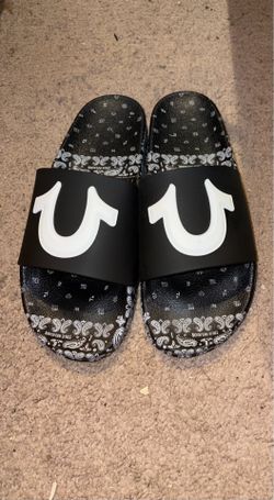 true religion black slides paisley