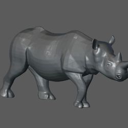 Rhino Statue 3D Printed Realistic Rhinoceros Figure Safari Decor