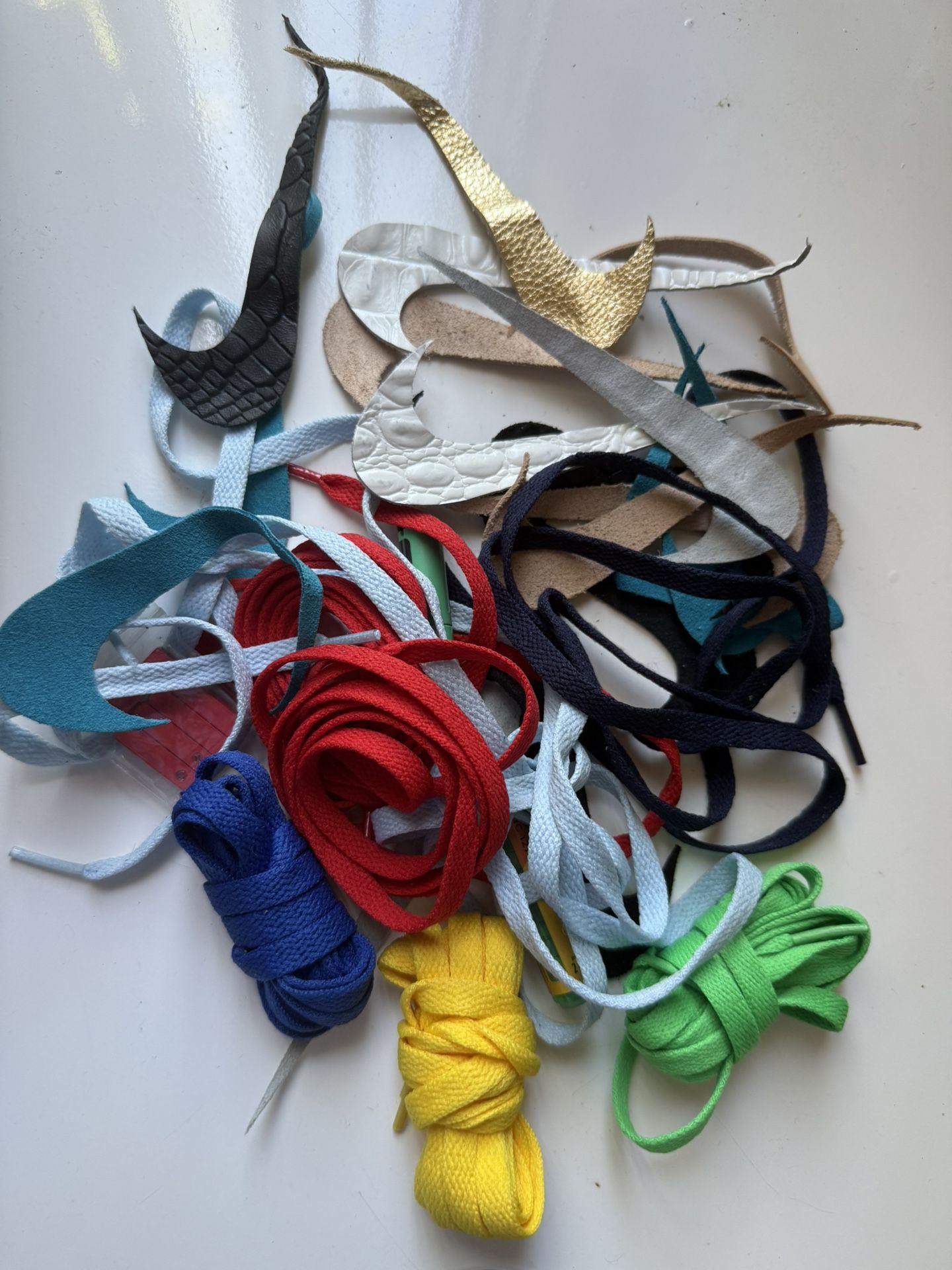 Red Blue Green Shoe Laces + 5-8 Nike Swooshes