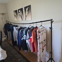 Clothes, Shoes and dinnerware  Garage sale