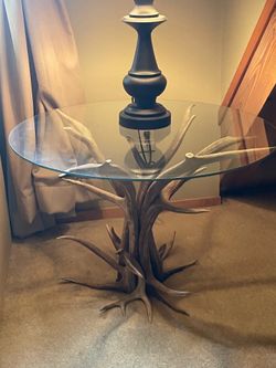 Antler glass top side table