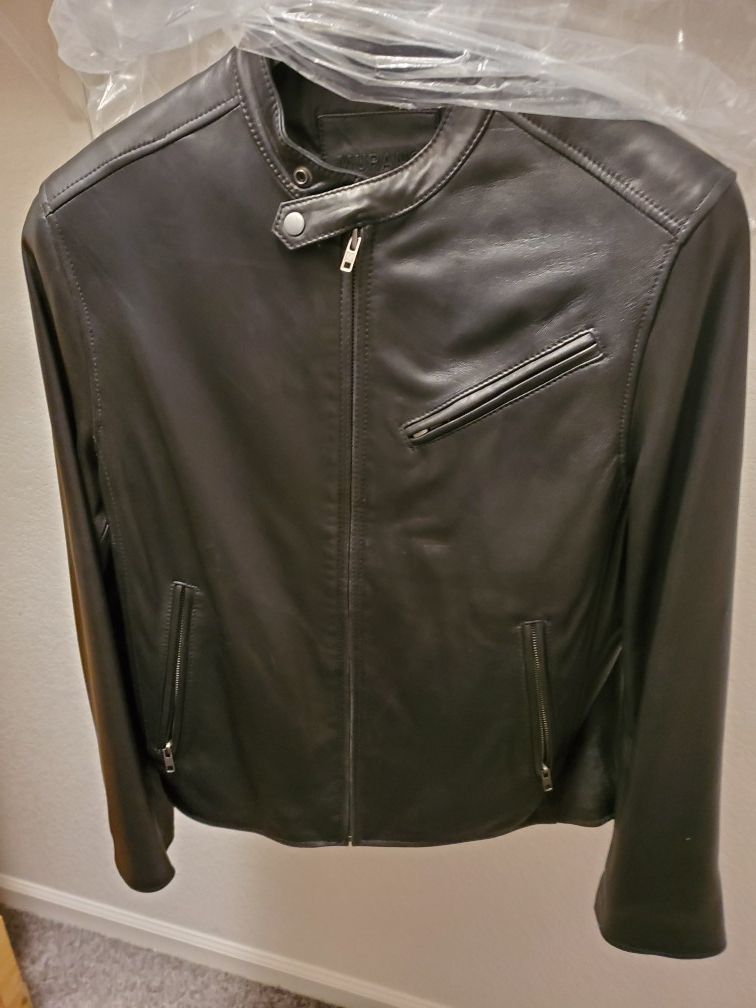 Black leather moto jacket (genuine lamb skin)