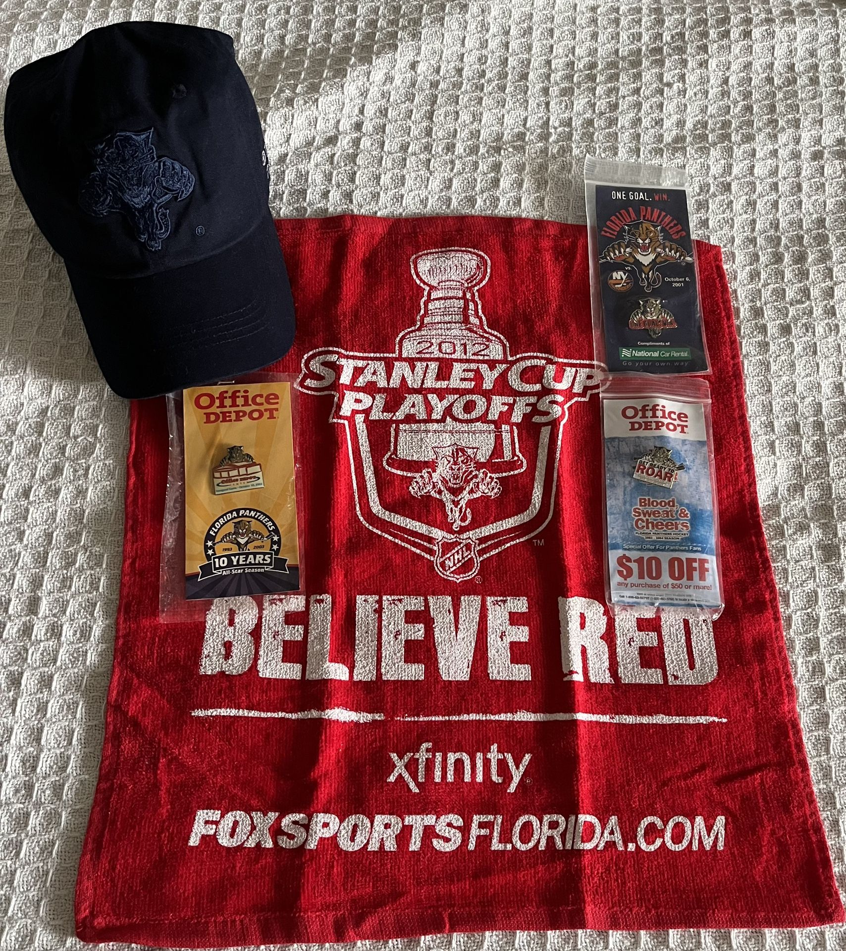 FLORIDA PANTHERS Lot - Hat, Pins, Towel