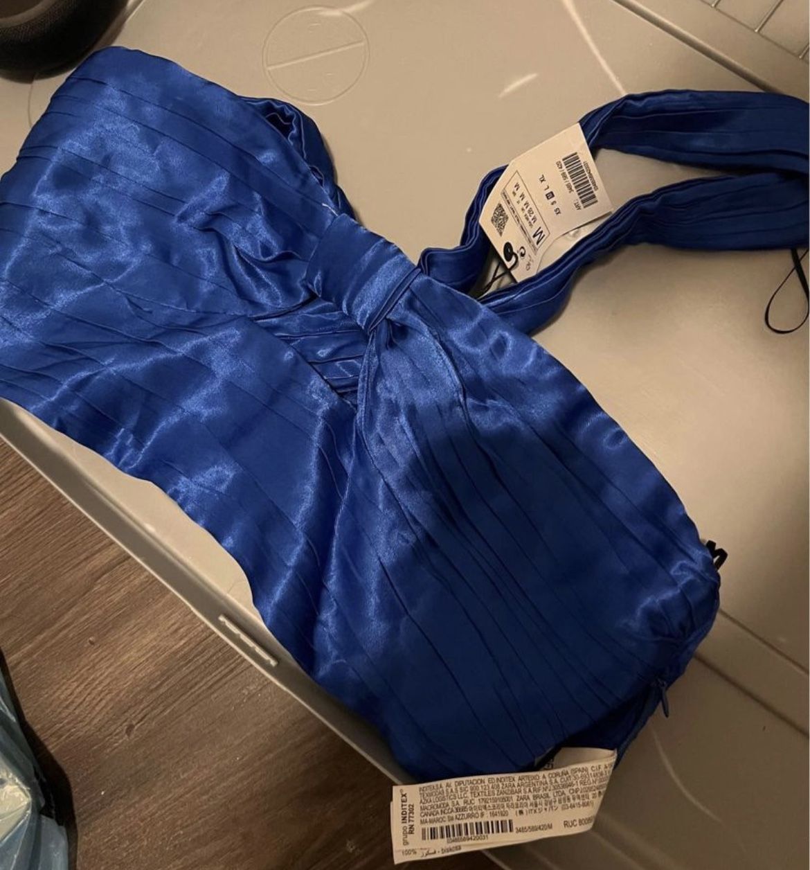 Zara Deep Blue Silk Halter Top