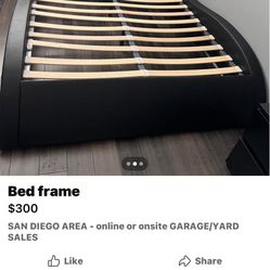 Black Bed Frame Full/queen  And Tv Stand 