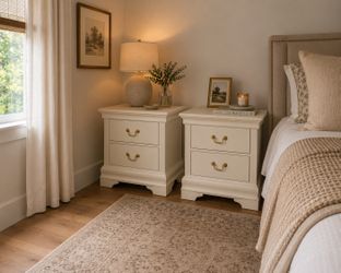 Cream white wooden nightstands