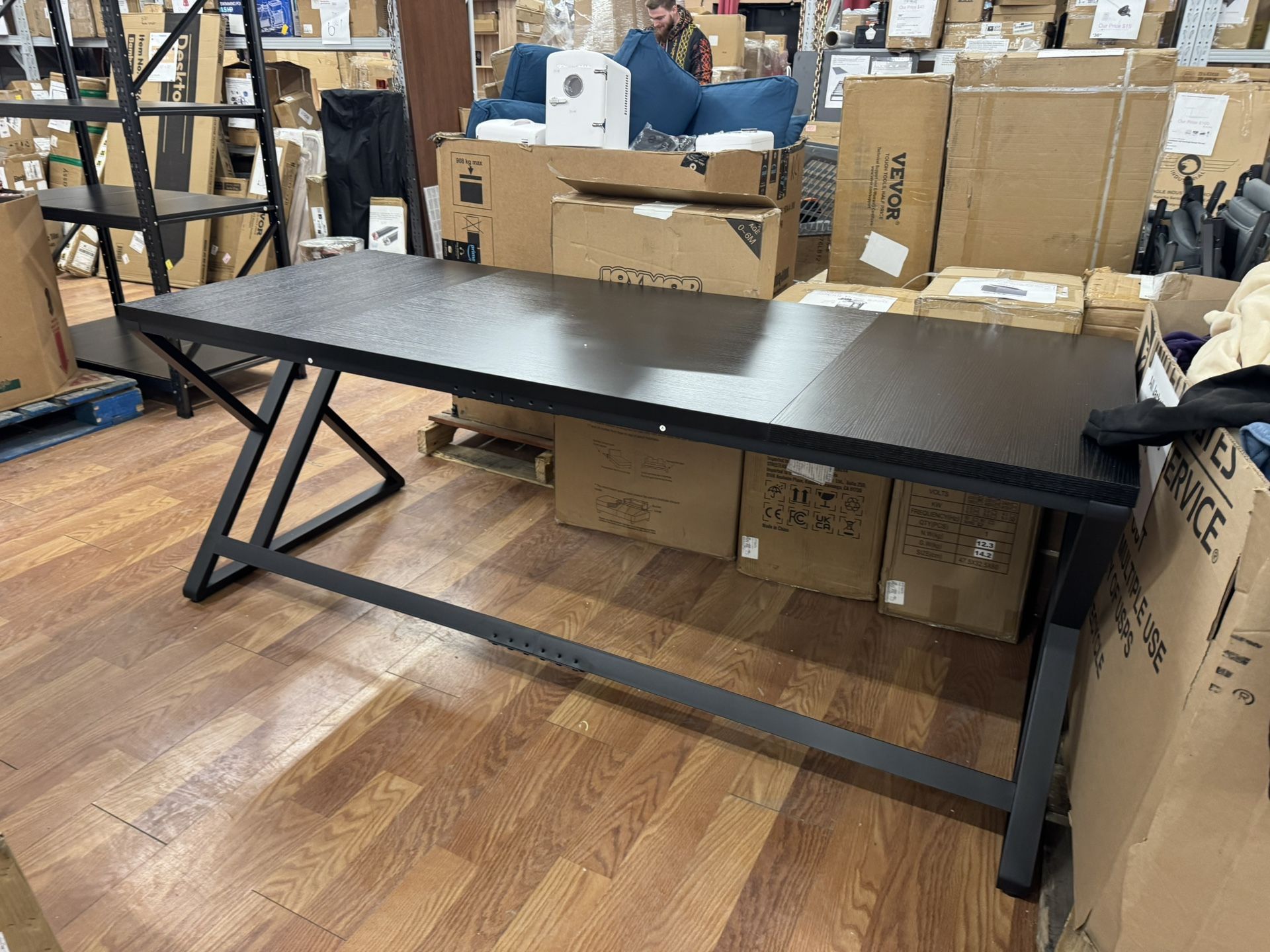 79”L Black Wooden & Metal Desk