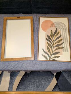 SIGNFORD Framed Canvas Print Wall Art Set Jungle Palm Leaf Geometric Polygons Abstract Shapes Illustration Modern Art Decorative Nordic Nature 16x24