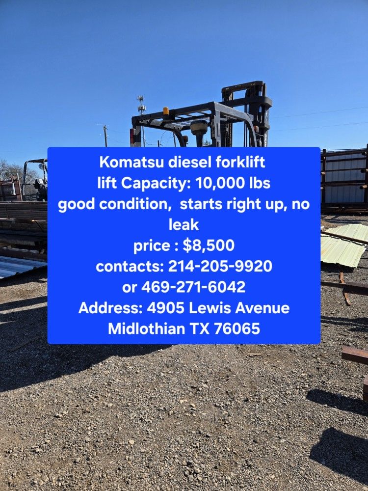 10,000 Lbs Komatsu Diesel Forklift, Good Condition