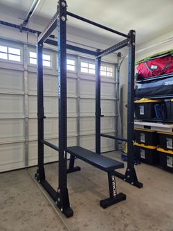 Rogue power rack and bench