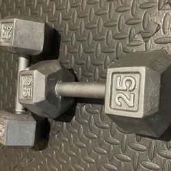 Hex Cast Iron Dumbells 25s (2)