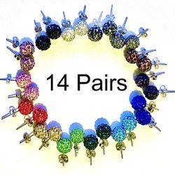 10mm Stud Crystal Shamballa Earring CZ Gem