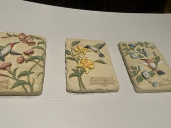 3 Small, Hummingbird Decorative Art Pieces