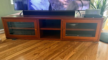 Solid Wood Media Console / TV Stand — Glass Doors