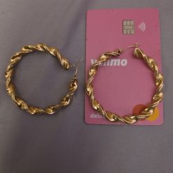 10k Gold  Bamboo Hoops