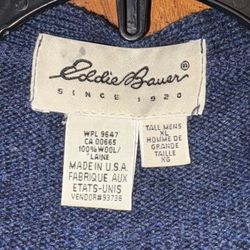 Vintage Eddie Bauer Wool Sweater W/ Elbow Patches Size Men’s XL Tall 