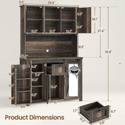 🥨71" Kitchen Pantry Cabinet, Farmhouse Kitchen Cabinet With Drawer and Shelf, $118 👀Missing a door as where the shark sign mark in the dimension pho