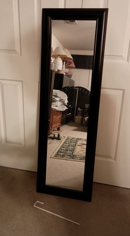 Elongated Mirror With Real Wood Frame