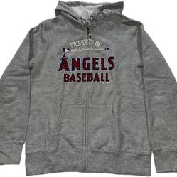 Majestic Los Angeles Angels Gray Full Zip Hoodie Sweatshirt Women’s Medium