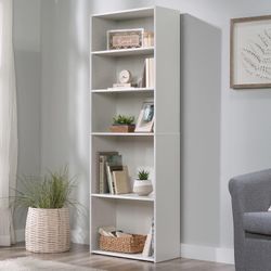 Sauder Beginnings 5-Shelf Bookcase, Bookshelf with Adjustable Storage Shelves, L: 24.57" x W: 11.50" x H: 71.18", Soft White