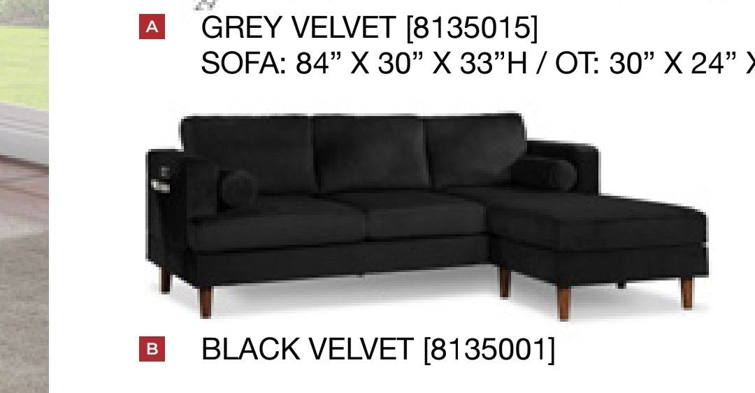 New Velvet Sectional