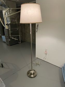 Brushed Nickel Floor Lamp with White Shade