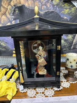 Oriental Doll And Display Case
