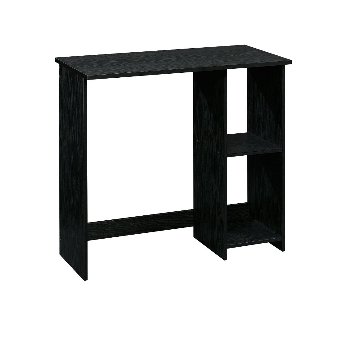 Mainstays Small Space Writing Desk with 2 Shelves, True Black Oak Finish