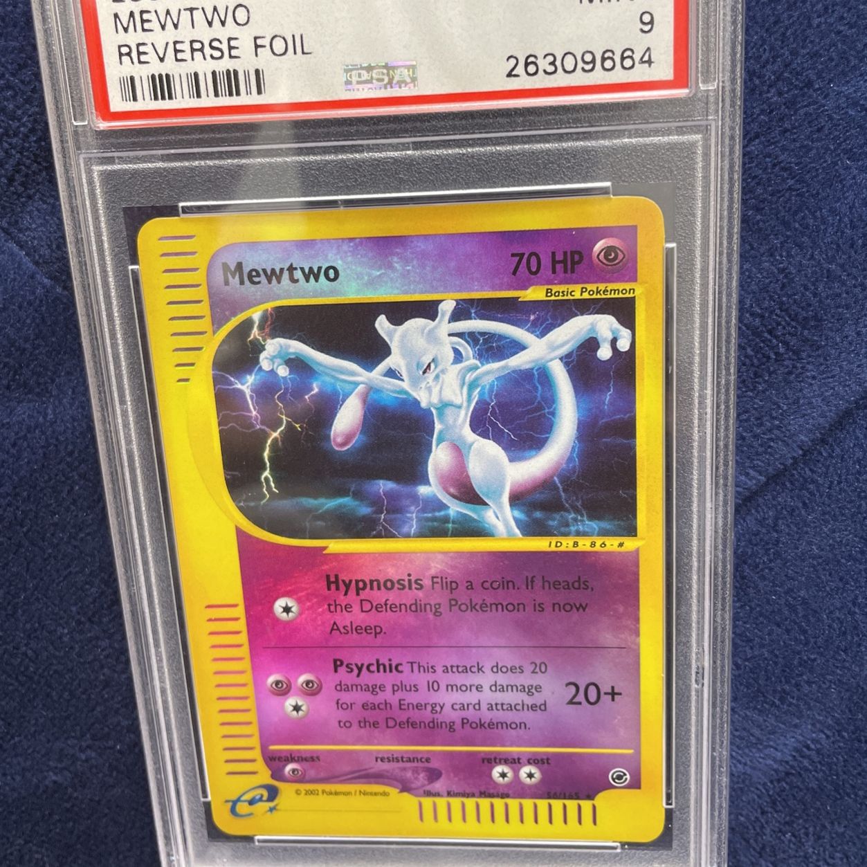 PSA 9 MINT Pokemon MEWTWO Reverse Holo Rare 2002 Expedition #56