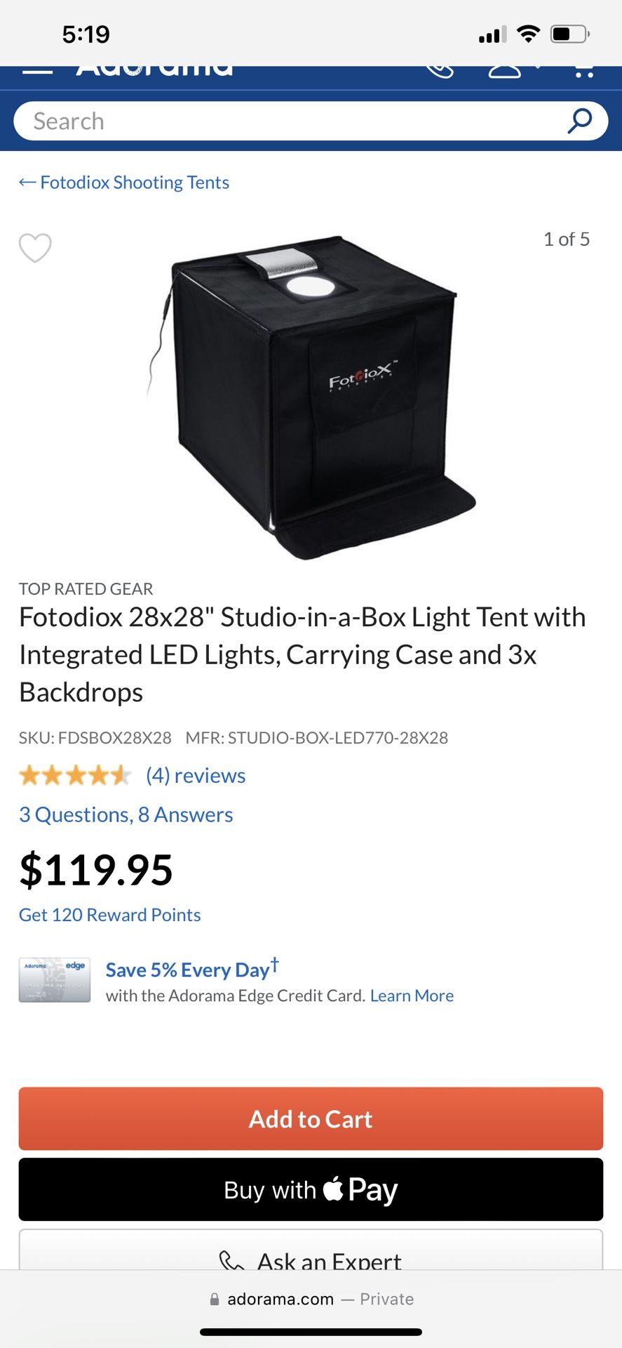 Fotodiox 28x28 Studio in a Box Light Tent with Integrated LED