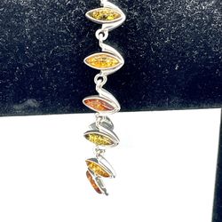 Sterling Hallmarked Amber Bracelet