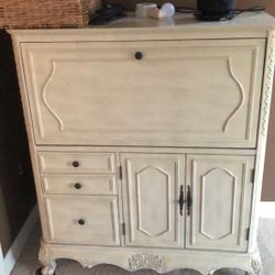 Antique White Cabinet With Desk. 