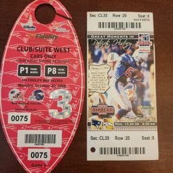 Denver Broncos AT New England Patriots 10/20/2008 Ticket Stub + Parking Pass 
