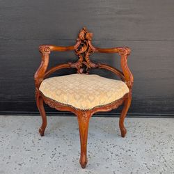 French Louis XV Style Carved Walnut Corner Chair