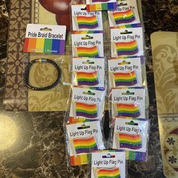 Pride, Braided Bracelet And Light Up Flag Pins 