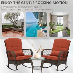 Outdoor Rocking chair set with a small table